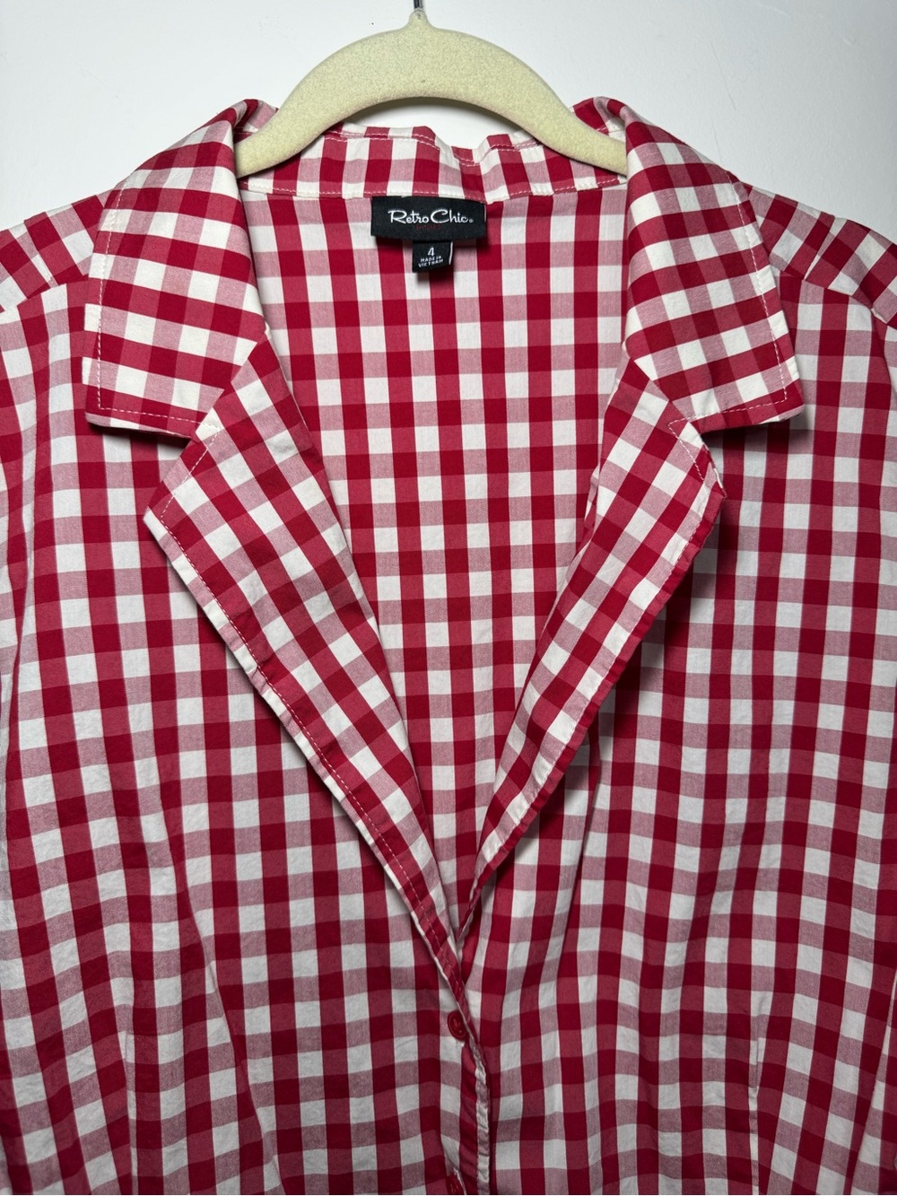 EUC Torrid Retro Chic Red White Gingham Rockabilly Tie-Front Button Up Size 4X - Picture 5 of 8